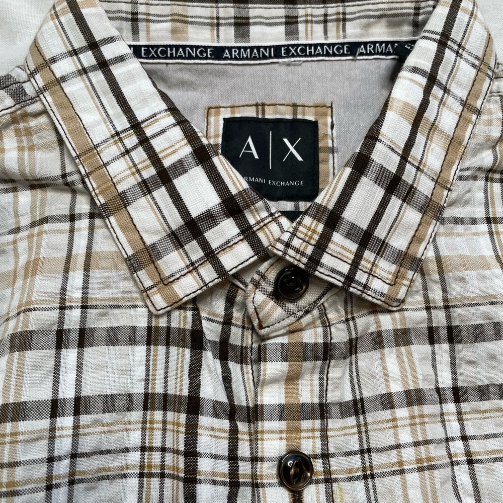 Armani Exchange Tan Patterned Button Down Shirt #… - image 2